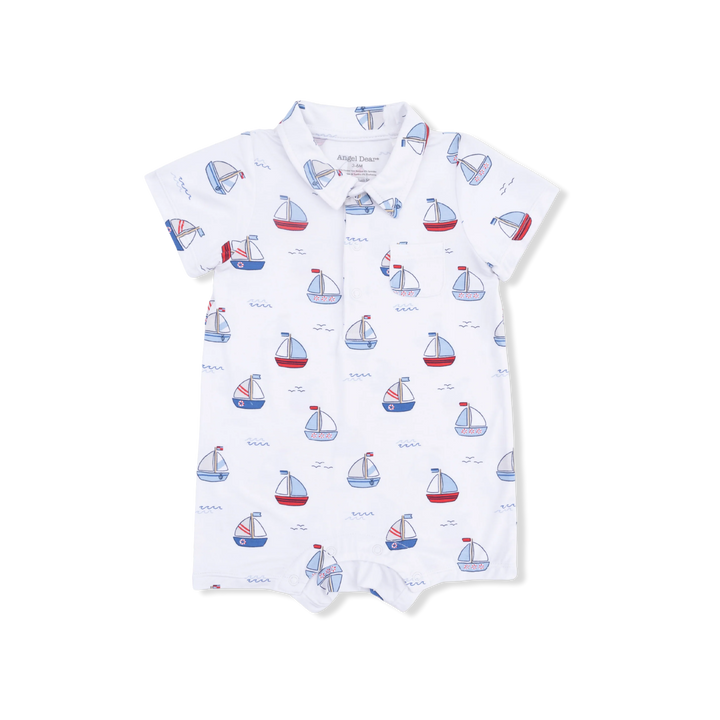 Polo Shortie Romper- Sailboat