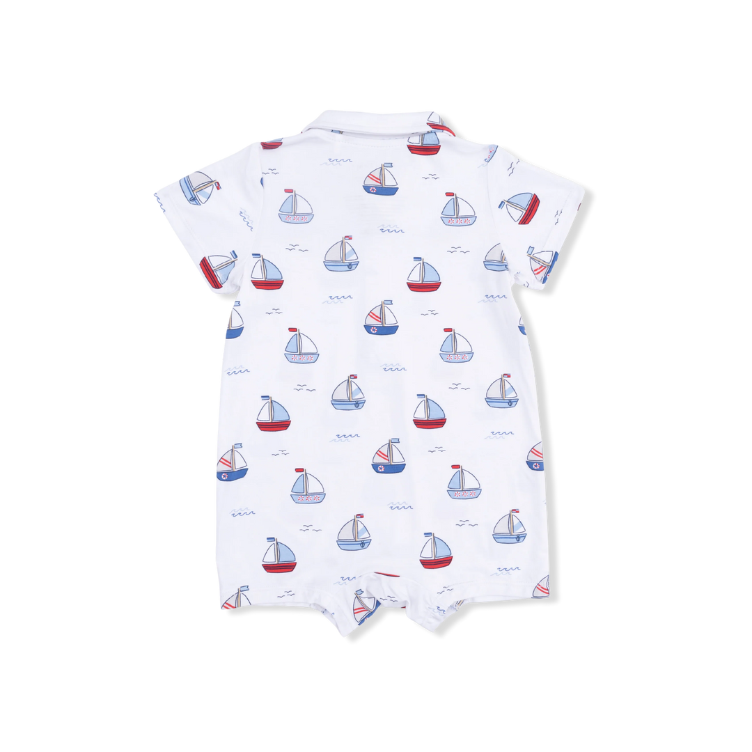 Polo Shortie Romper- Sailboat
