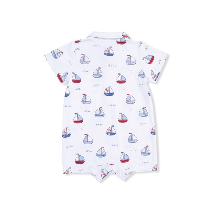 Angel Dear Bubbly Sailboats Blue Polo Shortie