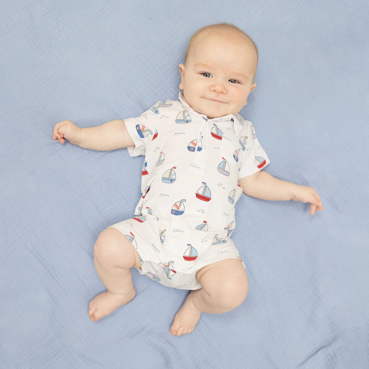 Polo Shortie Romper- Sailboat