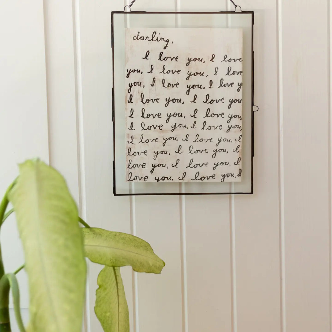 Sugarboo & Co. Vertical Glass Brass Hanging Picture Frame 14.5"x19"