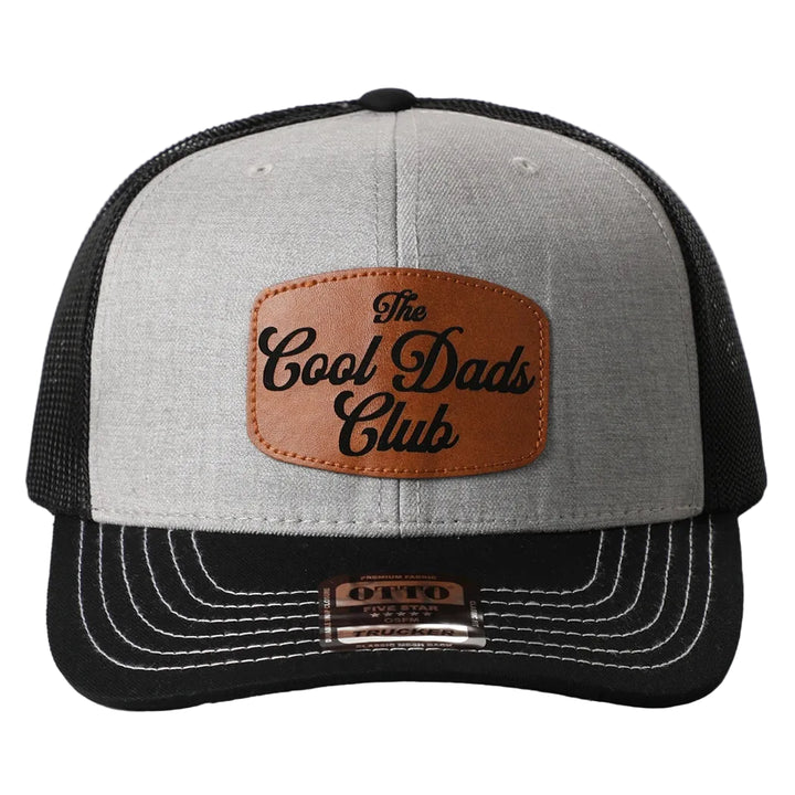 The Cool Dads Club Patch Mid-Profile Mesh Back Trucker Hat - Black/Heather Grey