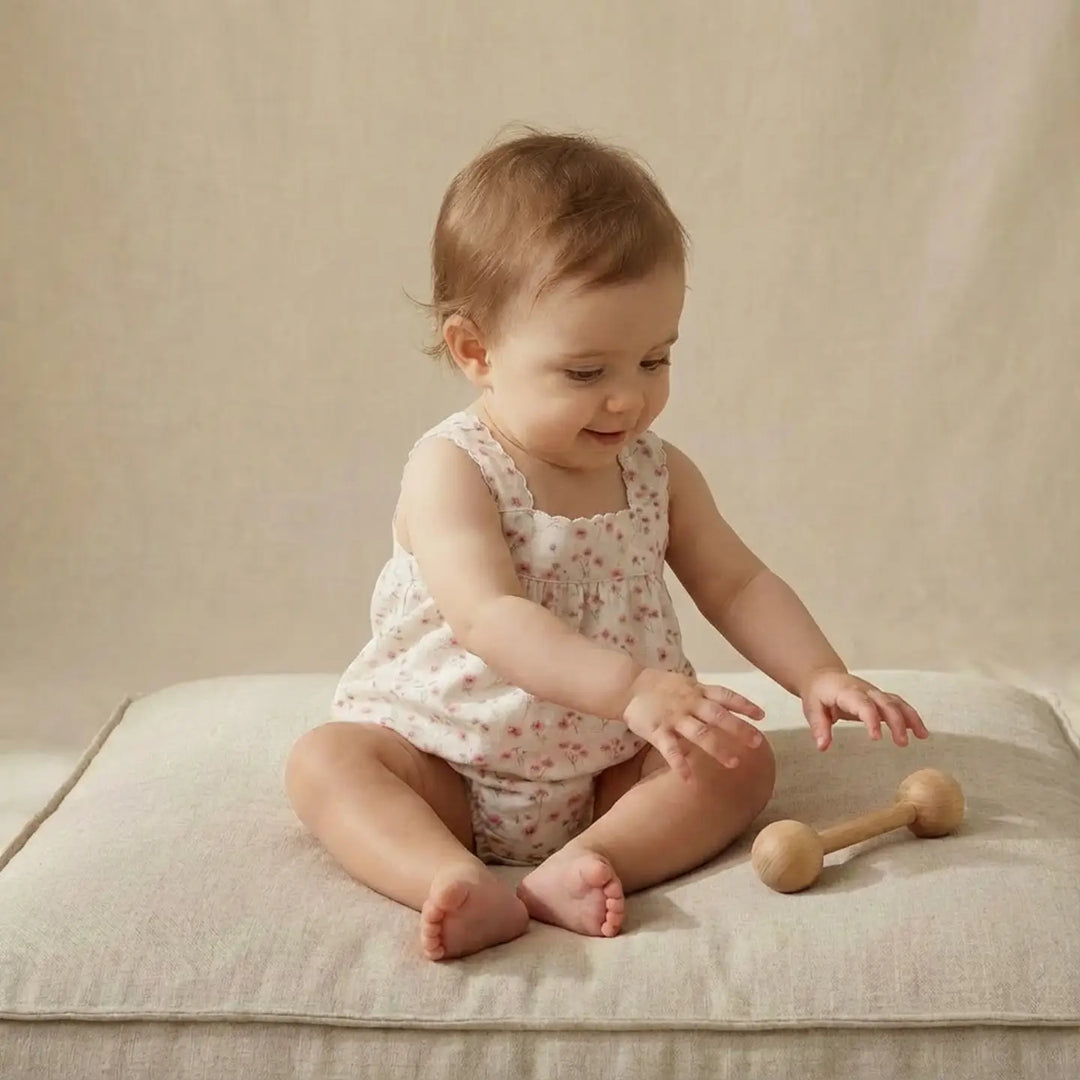 Makemake Organics Scalloped Top and Bloomer Set - Pink Bloom