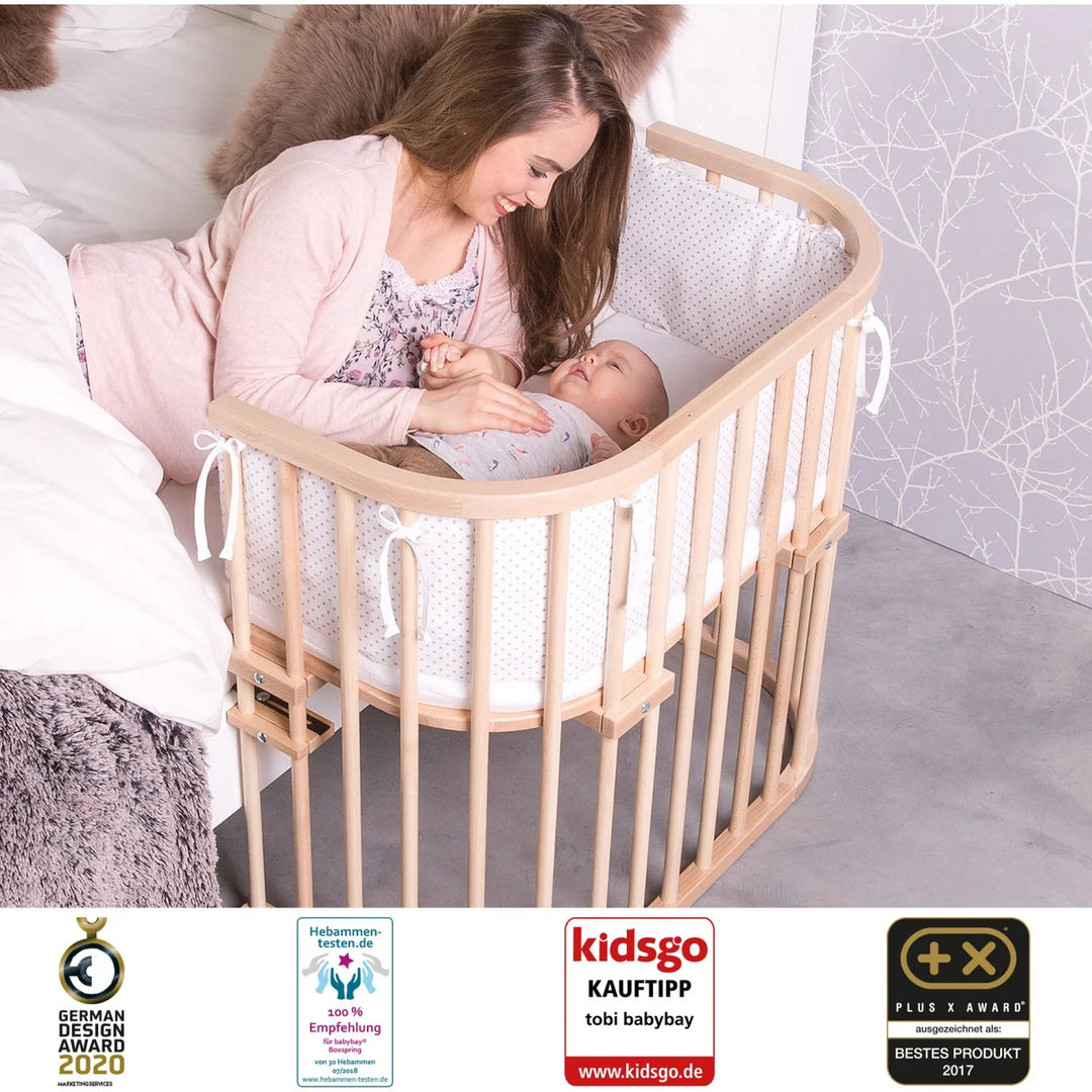 Baby Bay Bedside Bassinet - Solid Wood Natural FInish