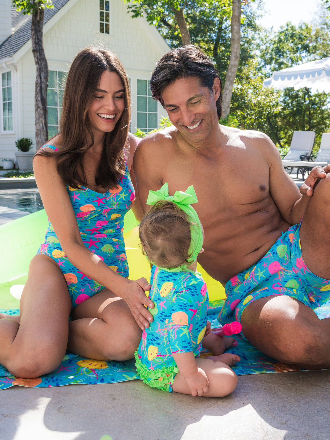 RuffleButts + RuggedButtsLong Sleeve One Piece Rash Guard Swimsuit - Neon Jelly Time