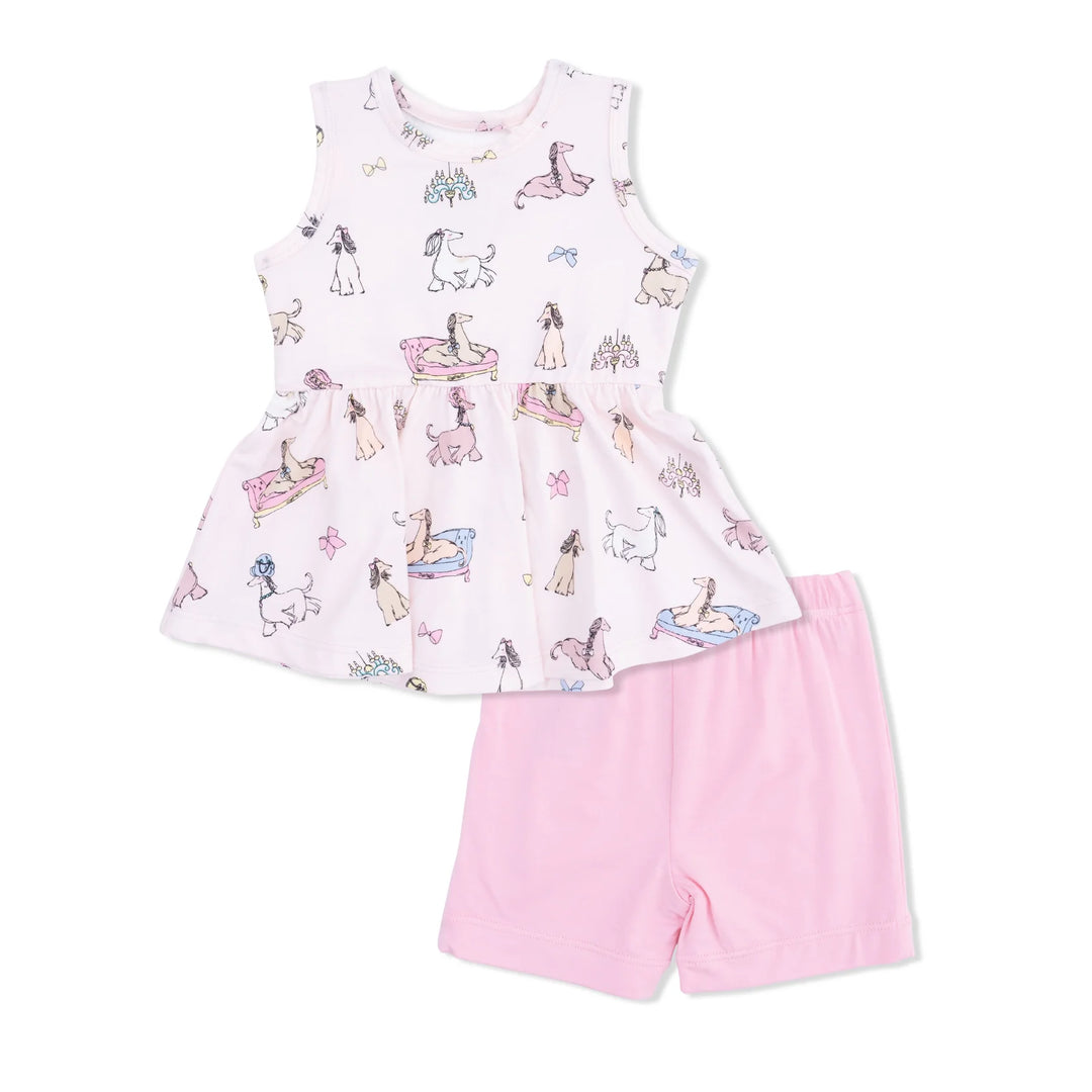 Angel Dear Peplum Tank Top w/ Bike Shorts - Fancy Hounds With Bows