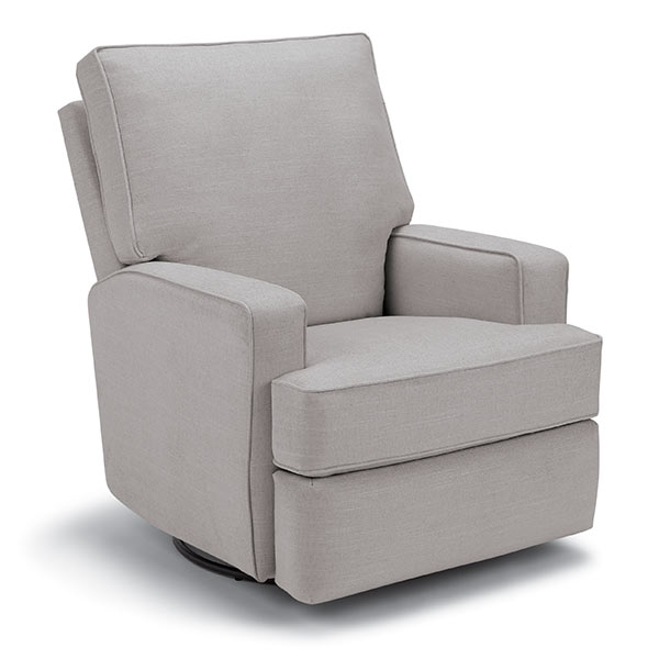 Best Chairs- Ellie Swivel Glider Recliner- Simply White Herringbone