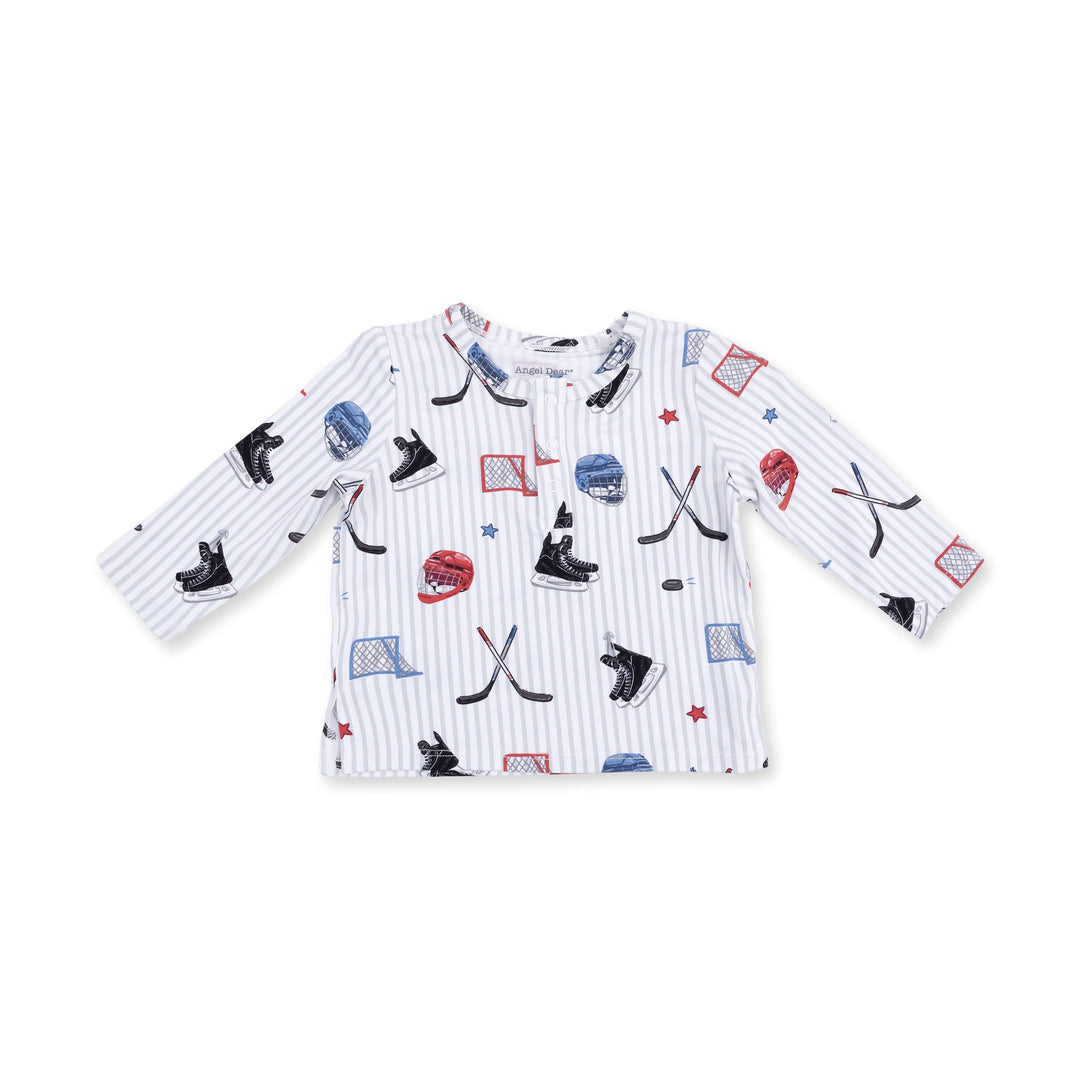 Angel Dear Long Sleeve Henley - Hockey Stripe