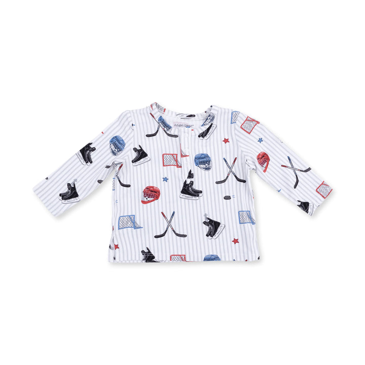 Angel Dear Long Sleeve Henley - Hockey Stripe