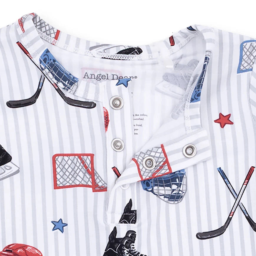 Angel Dear Long Sleeve Henley - Hockey Stripe