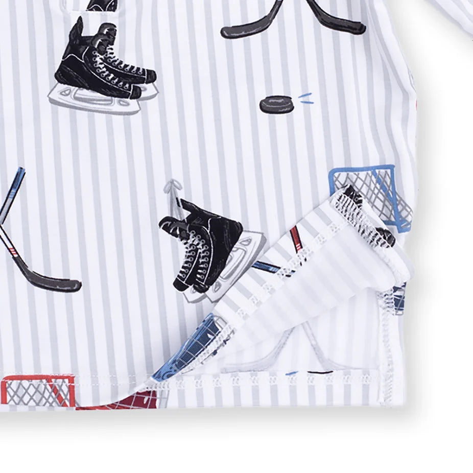 Angel Dear Long Sleeve Henley - Hockey Stripe
