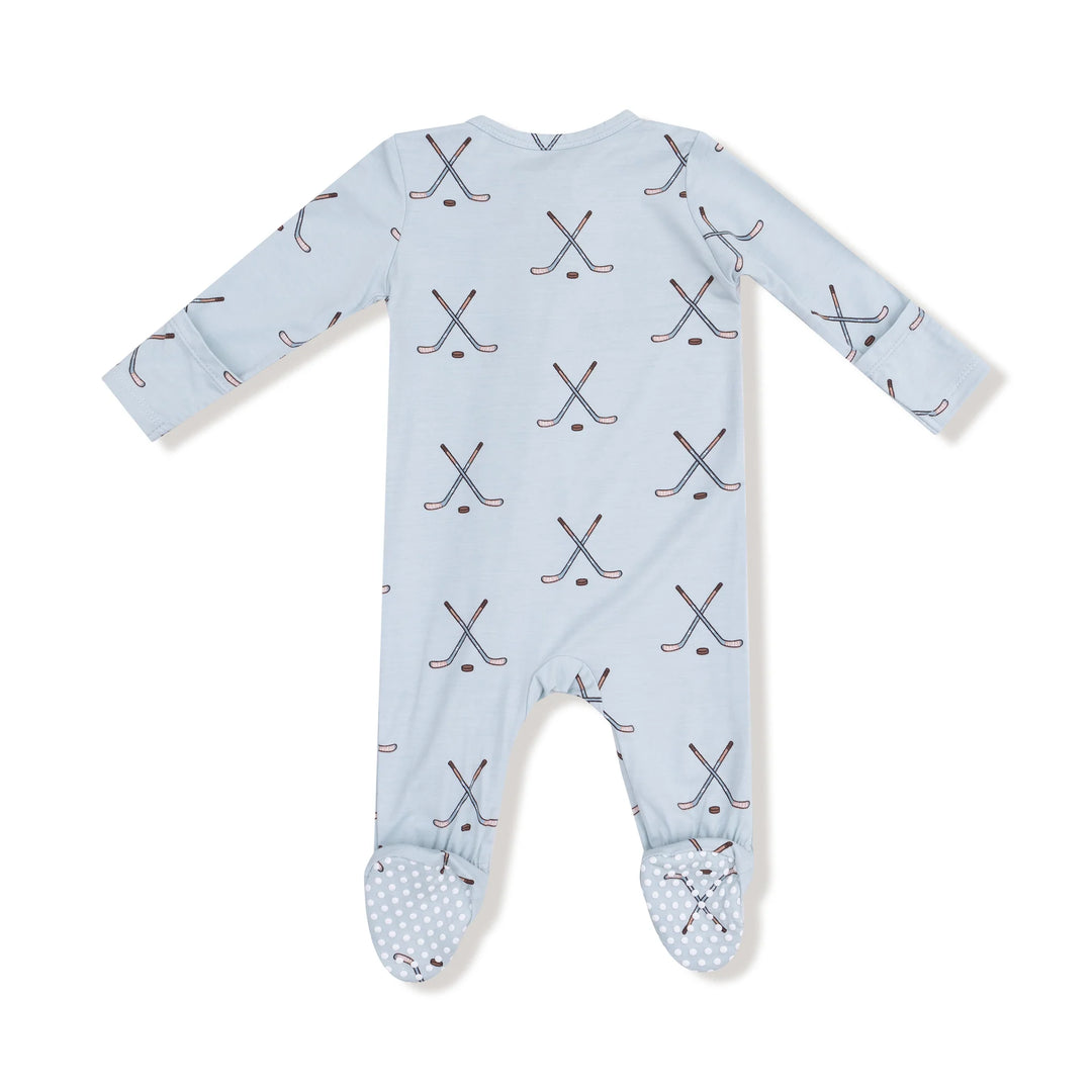 Angel Dear 2 Way Zipper Footie  - Blue Hockey