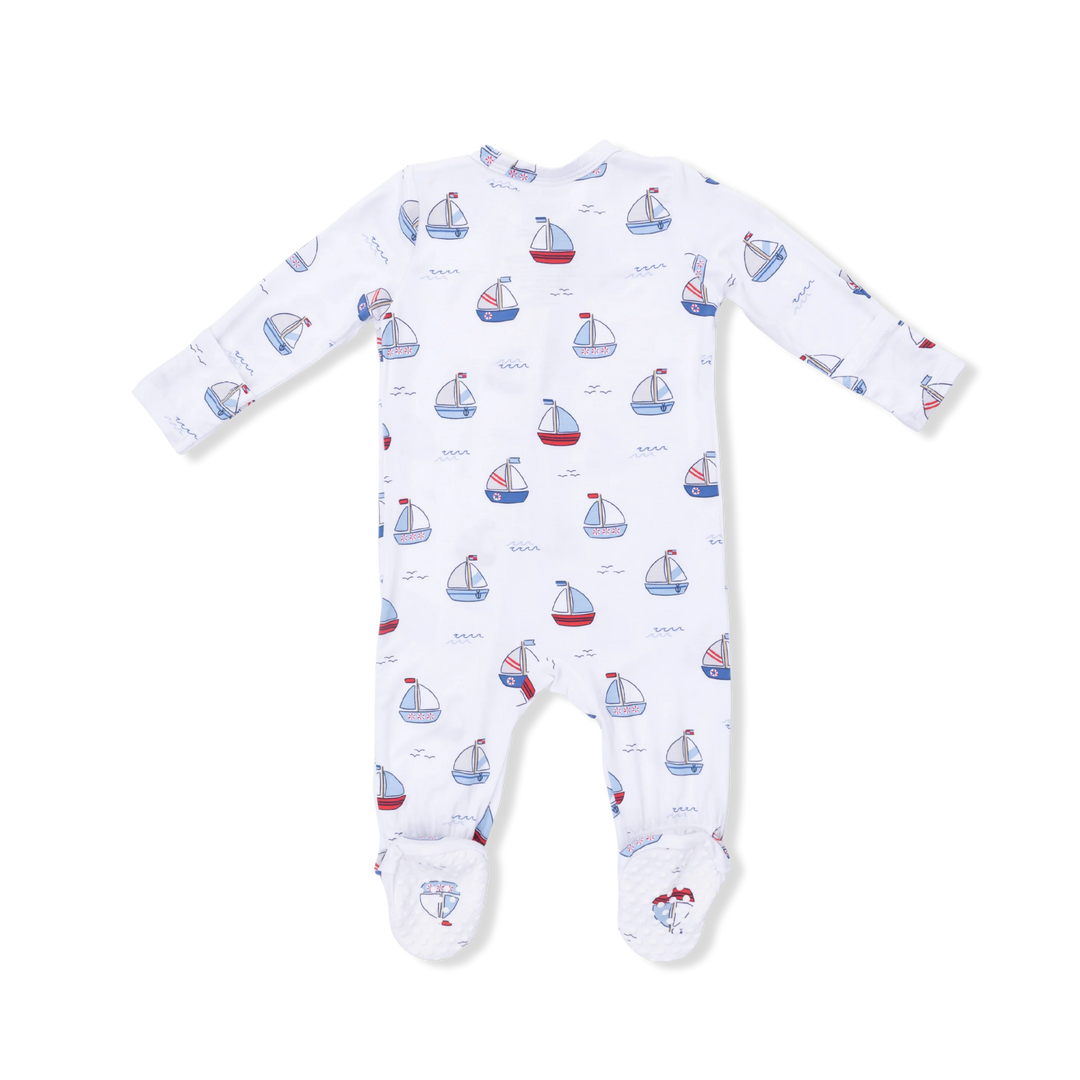 Angel Dear 2 Way Zipper Footie  - Sail boats