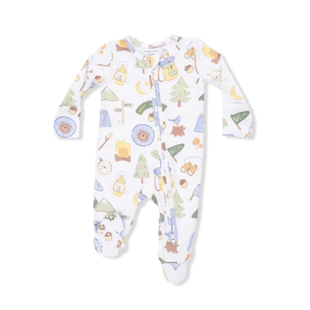 Angel Dear 2 Way Zipper Footie in Camping Blue - ONLINE EXCLUSIVE