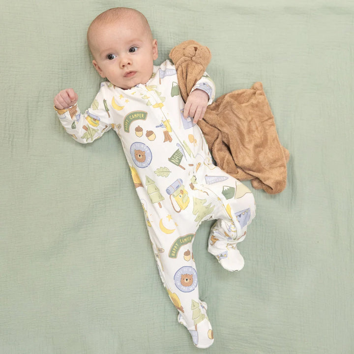Angel Dear 2 Way Zipper Footie in Camping Blue - ONLINE EXCLUSIVE