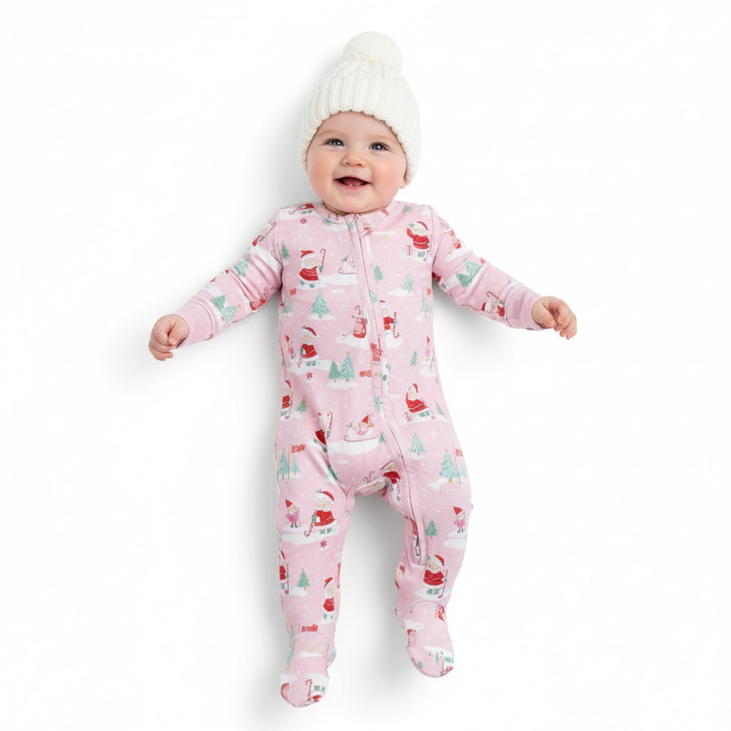 Angel Dear 2 Way Zipper Footie Ruffle Back - Golfing Mrs. Claus & Elves