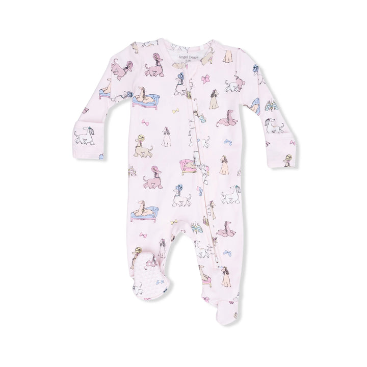 Angel Dear 2 Way Ruffle Back Footie - Fancy Hounds With Bows