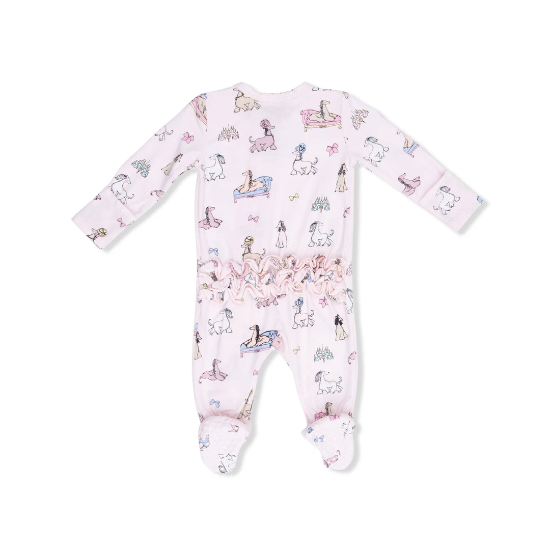 Angel Dear 2 Way Ruffle Back Footie - Fancy Hounds With Bows