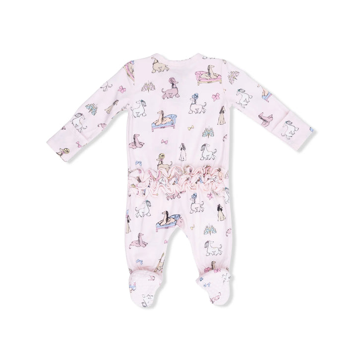 Angel Dear 2 Way Ruffle Back Footie - Fancy Hounds With Bows