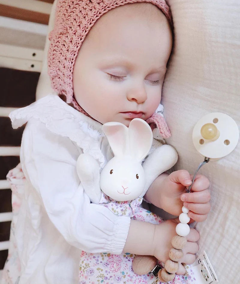 Tikiri Toys Havah the Bunny Lovey with Organic Natural Rubber Head