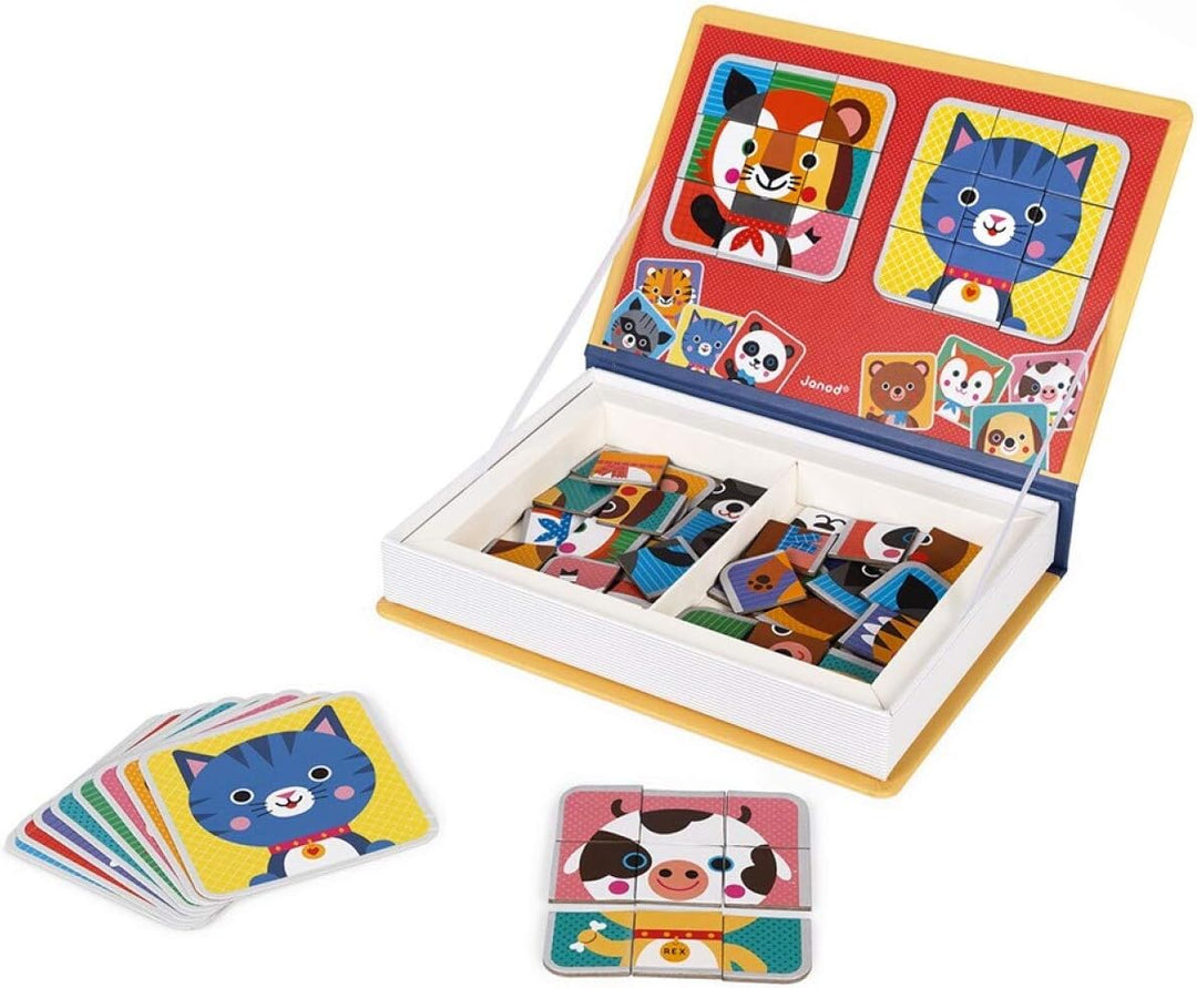 Janod Magnetibook 80 pc Magnetic Mix and Match Animal Faces Game