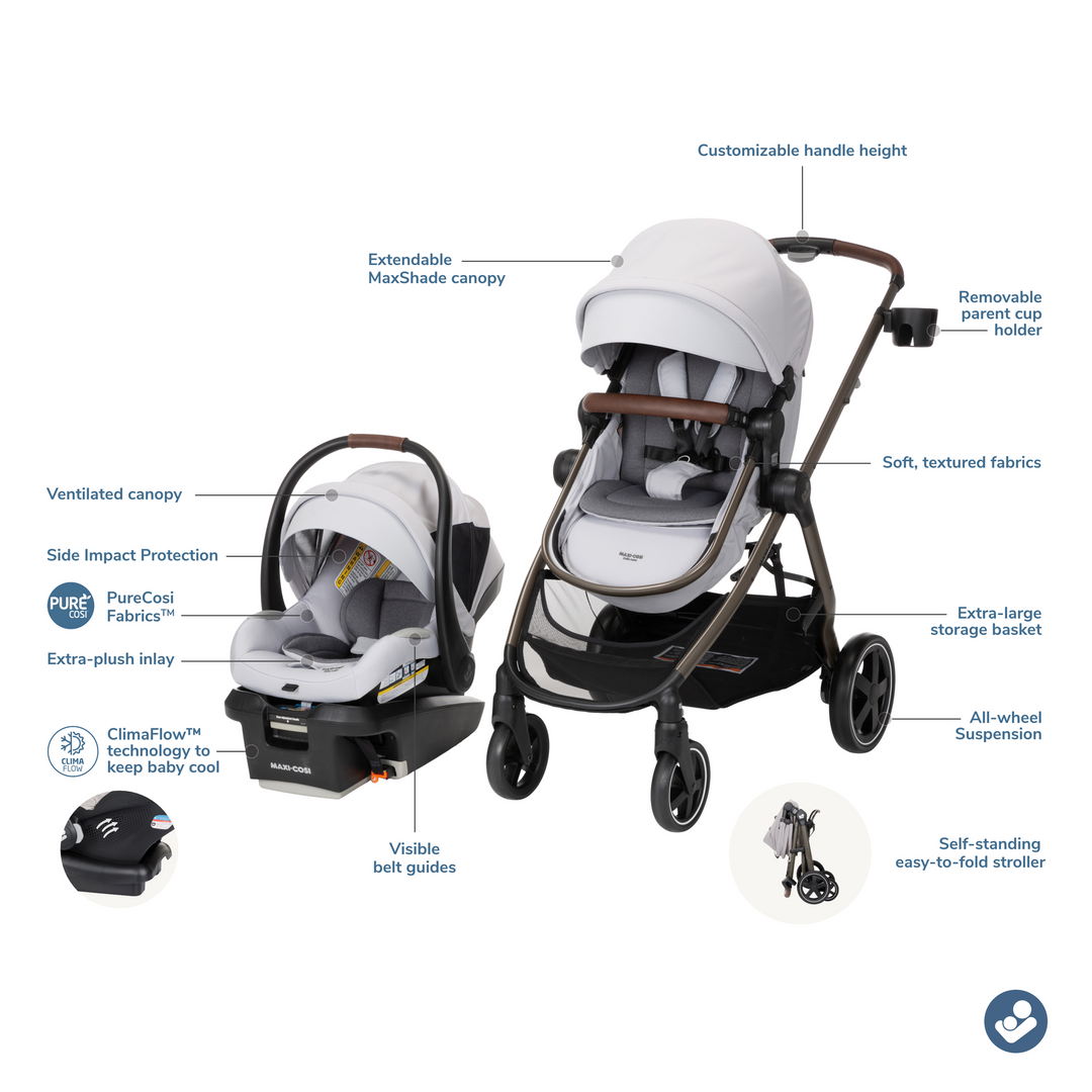 Maxi-Cosi Zelia Luxe+ Travel System Arctic Frost Exclusive!