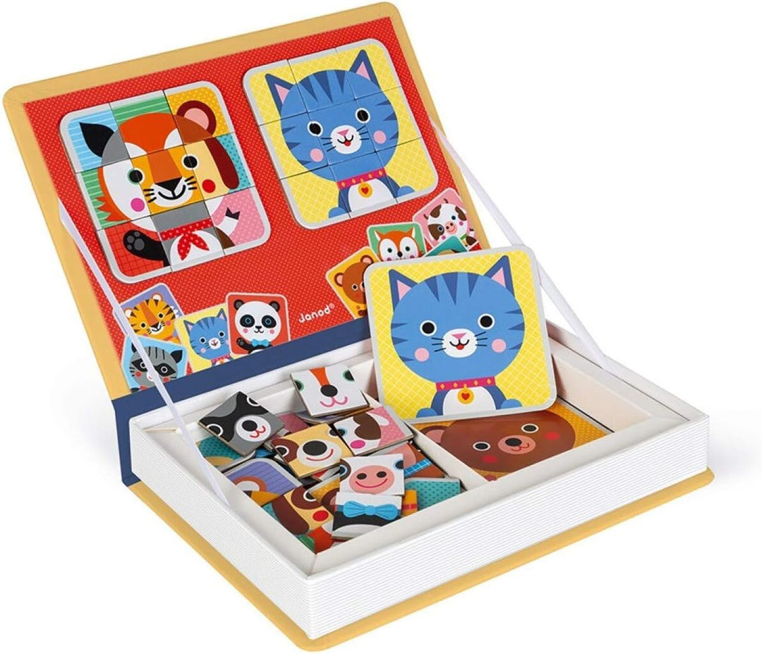 Janod Magnetibook 80 pc Magnetic Mix and Match Animal Faces Game