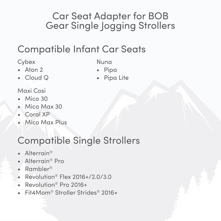 Bob Single Infant Car Seat Adapter for  Nuna, Cybex, Clek & Maxi Cosi