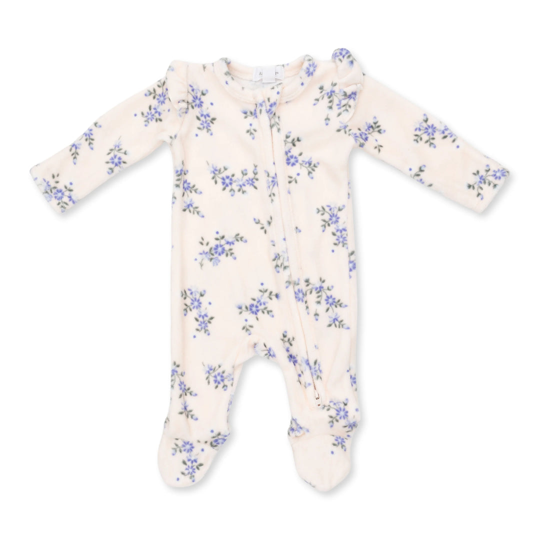 Angel Dear Sweet Hannah Velour - 2 Way Ruffle Sleeve Zipper Footie
