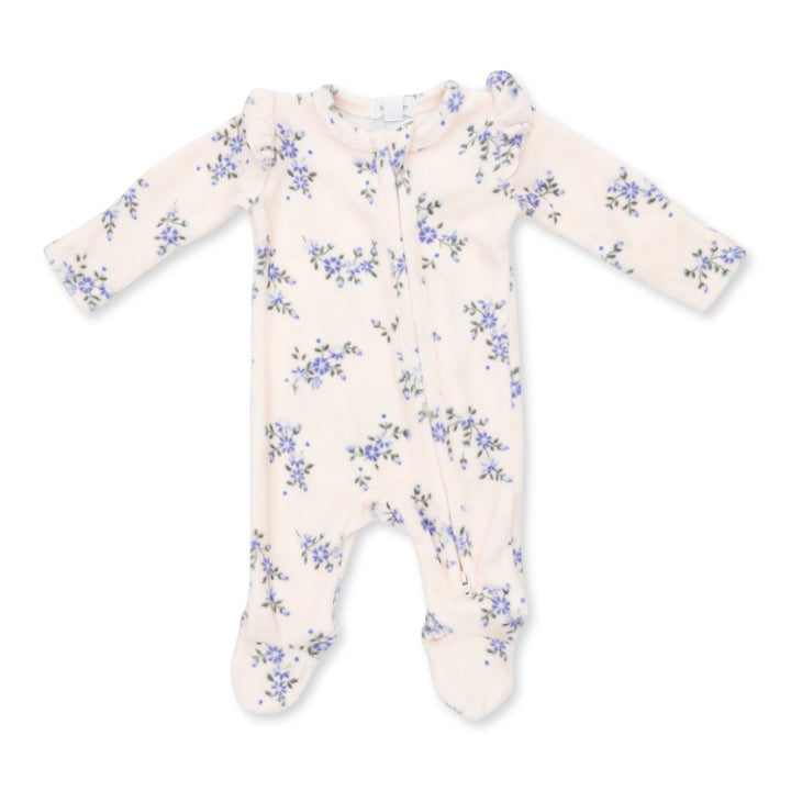Angel Dear Sweet Hannah Velour - 2 Way Ruffle Sleeve Zipper Footie
