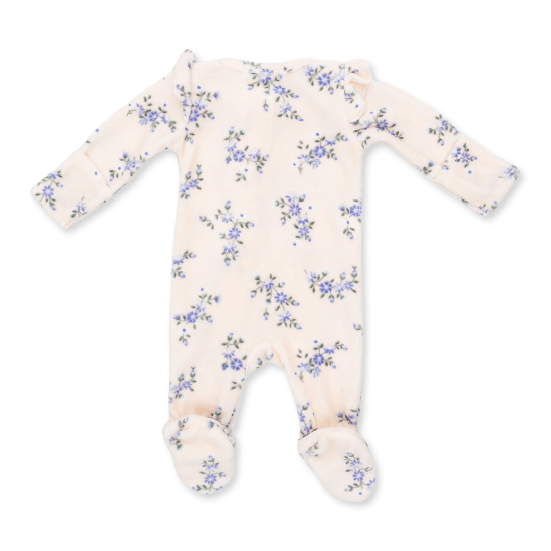Angel Dear Sweet Hannah Velour - 2 Way Ruffle Sleeve Zipper Footie