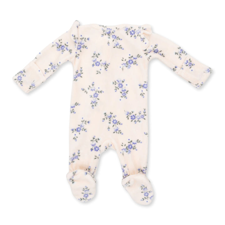 Angel Dear Sweet Hannah Velour - 2 Way Ruffle Sleeve Zipper Footie