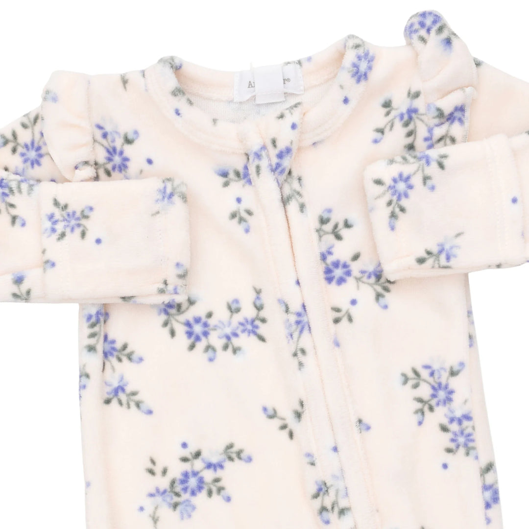 Angel Dear Sweet Hannah Velour - 2 Way Ruffle Sleeve Zipper Footie