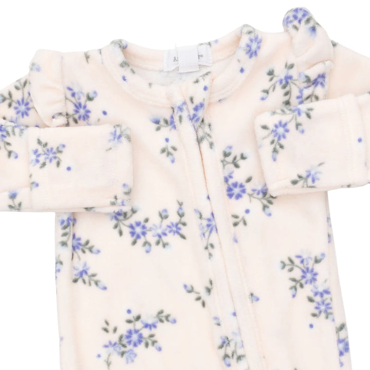 Angel Dear Sweet Hannah Velour - 2 Way Ruffle Sleeve Zipper Footie