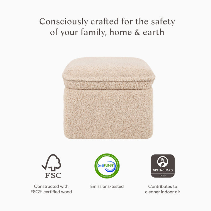 Babyletto Cali Storage Ottoman in Eco-Performance Fabric | Water Repellent & Stain Resistant