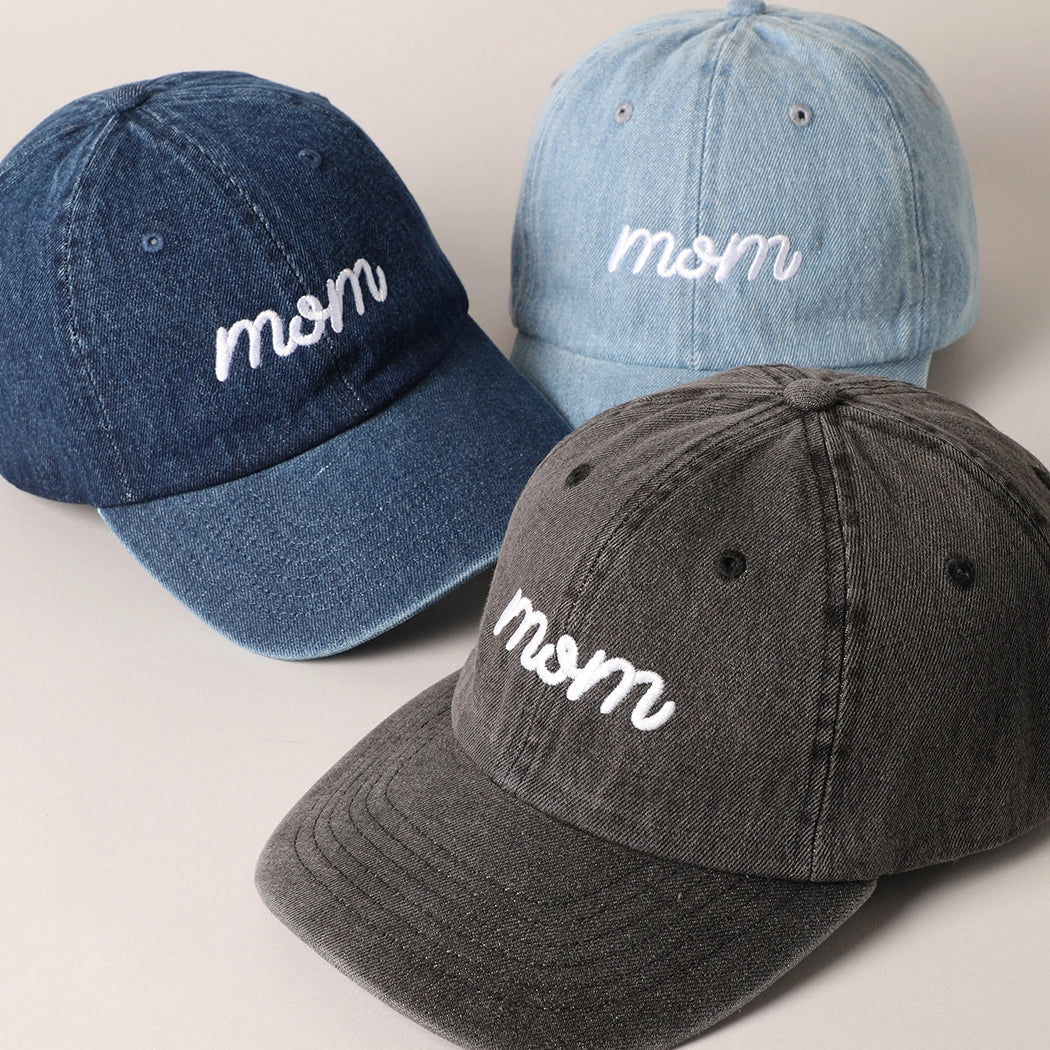 Mom Embroidered Denim Hat