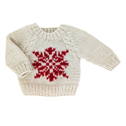 Hand-knit Snowflake Natural Sweater