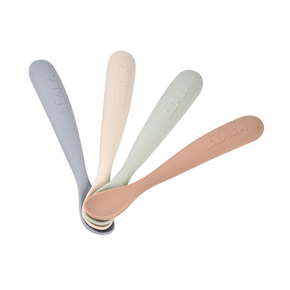 Beaba Baby's First Foods Silicone Spoons (4pc) - Natural