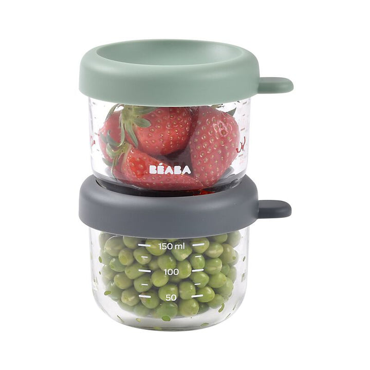 Beaba Glass Baby Food Jars Set of 2 - Sage/Mineral