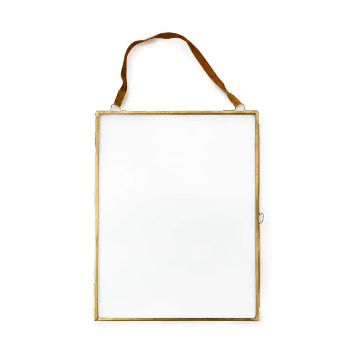Sugarboo & Co. Vertical Glass Brass Hanging Picture Frame 14.5"x19"