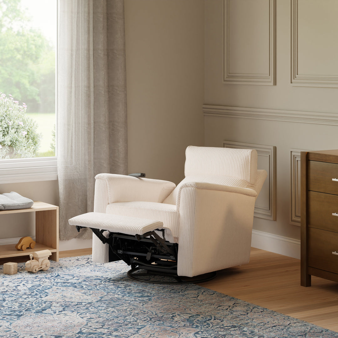 Namesake Willa Deluxe Power Recliner and Swivel Glider with Heat + Massage | Ivory Corduroy | EXCLUSIVE!