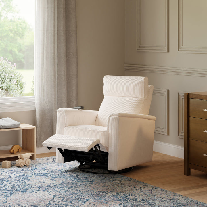 Namesake Willa Deluxe Power Recliner and Swivel Glider with Heat + Massage | Ivory Corduroy | EXCLUSIVE!