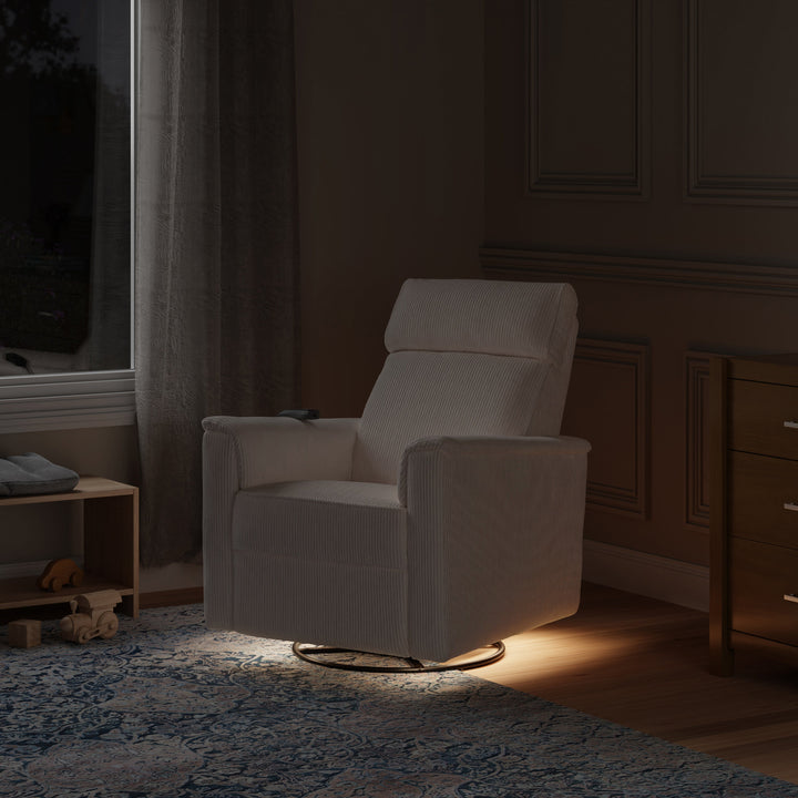 Namesake Willa Deluxe Power Recliner and Swivel Glider with Heat + Massage | Ivory Corduroy | EXCLUSIVE!
