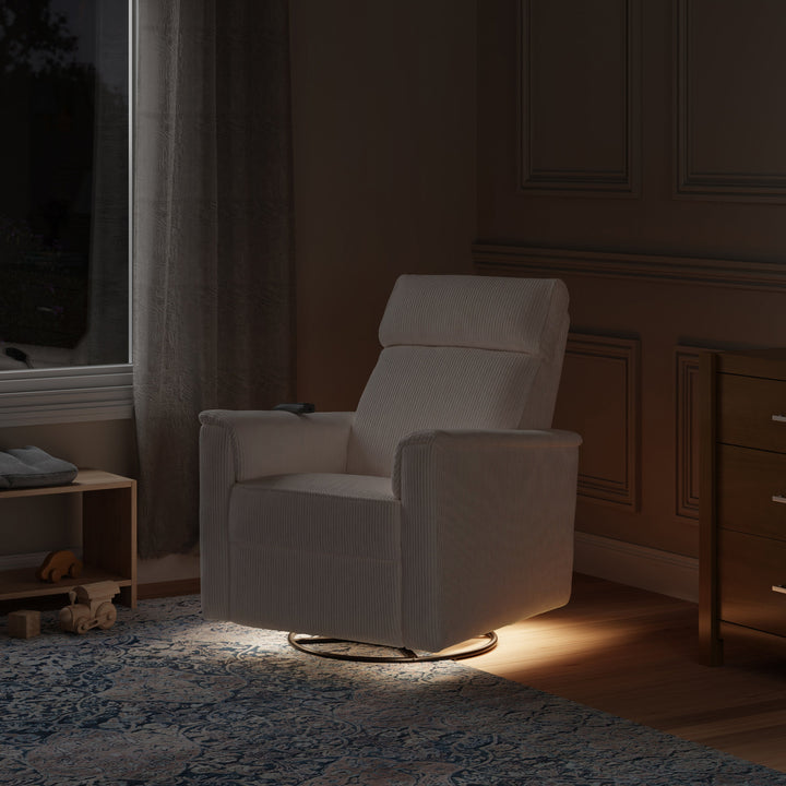 Namesake Willa Deluxe Power Recliner and Swivel Glider with Heat + Massage | Ivory Corduroy | EXCLUSIVE!