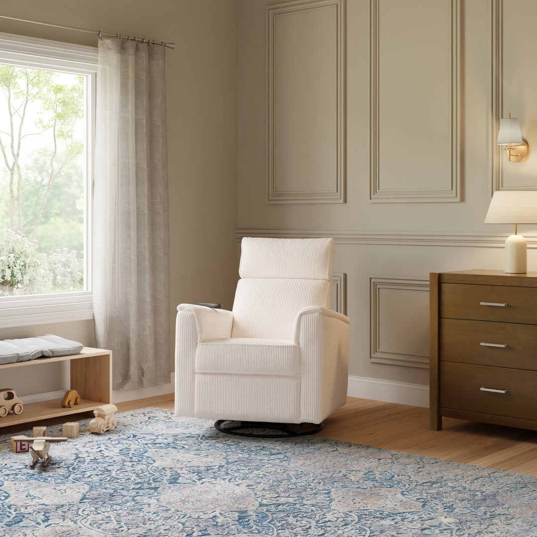 Namesake Willa Deluxe Power Recliner and Swivel Glider with Heat + Massage | Ivory Corduroy | EXCLUSIVE!