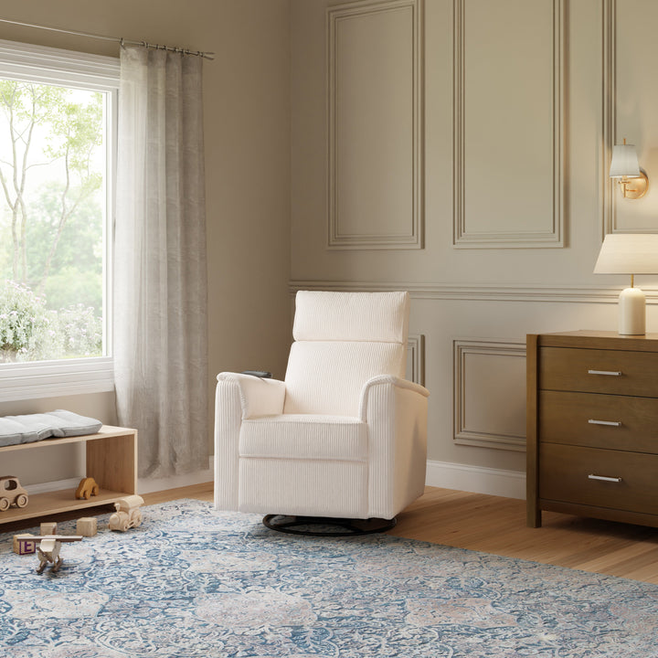 Namesake Willa Deluxe Power Recliner and Swivel Glider with Heat + Massage | Ivory Corduroy | EXCLUSIVE!