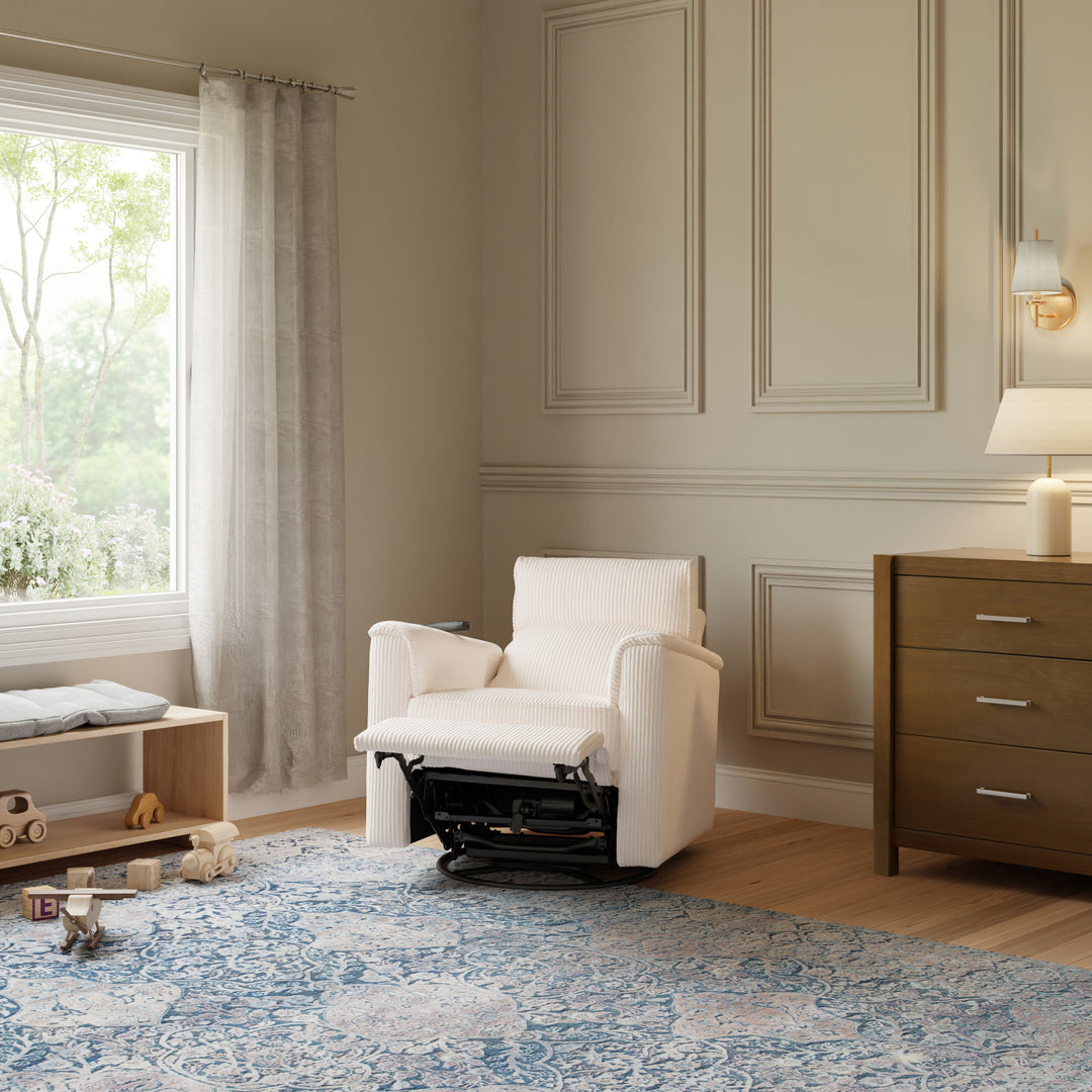 Namesake Willa Deluxe Power Recliner and Swivel Glider with Heat + Massage | Ivory Corduroy | EXCLUSIVE!