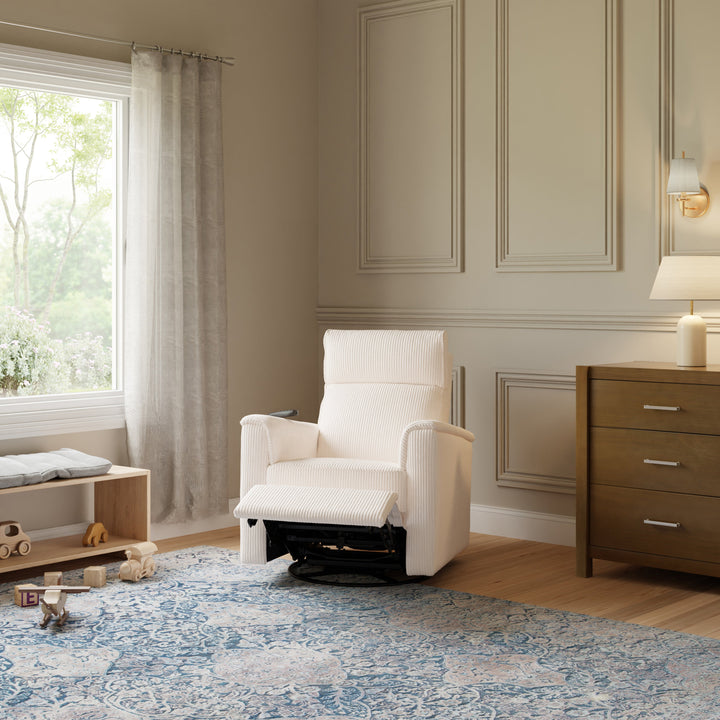 Namesake Willa Deluxe Power Recliner and Swivel Glider with Heat + Massage | Ivory Corduroy | EXCLUSIVE!