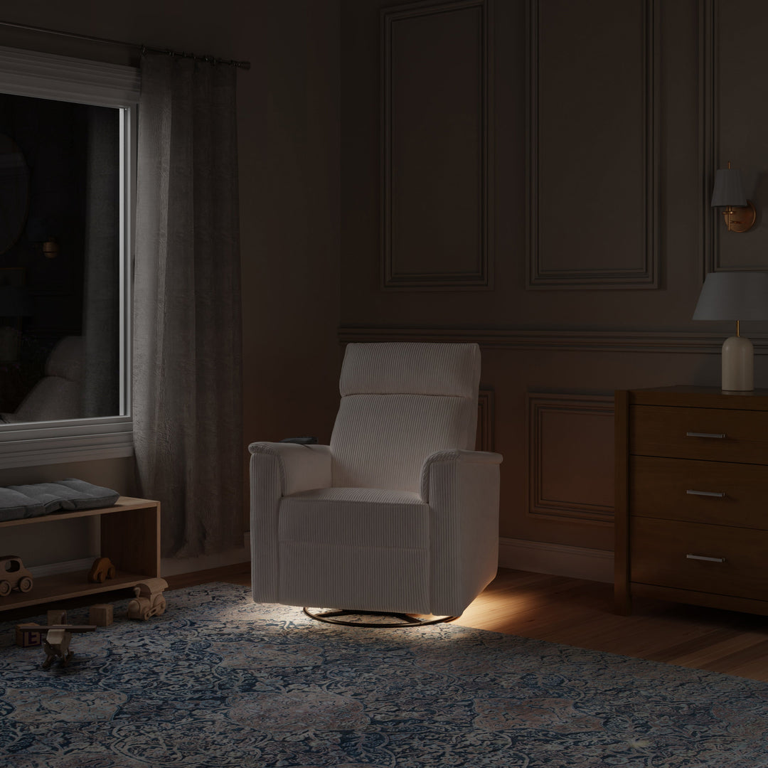 Namesake Willa Deluxe Power Recliner and Swivel Glider with Heat + Massage | Ivory Corduroy | EXCLUSIVE!