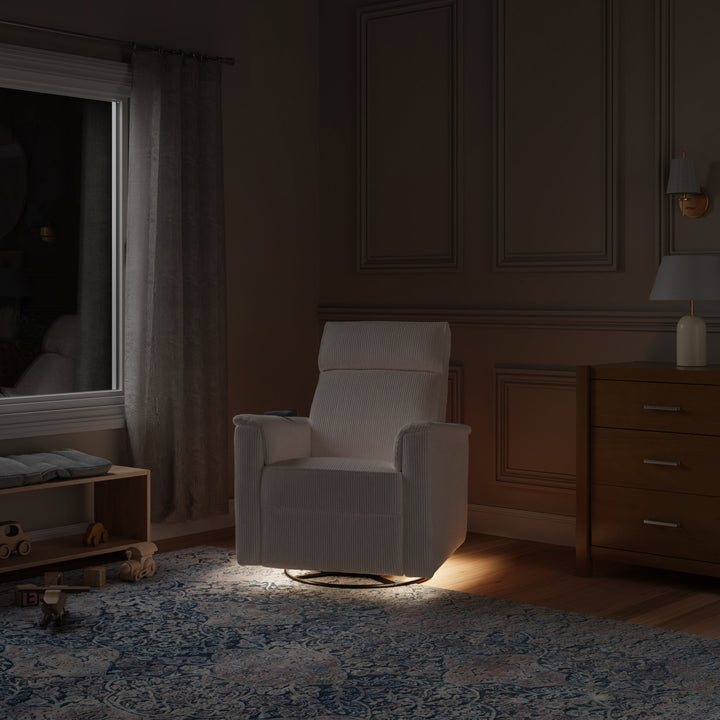 Namesake Willa Deluxe Power Recliner and Swivel Glider with Heat + Massage | Ivory Corduroy | EXCLUSIVE!